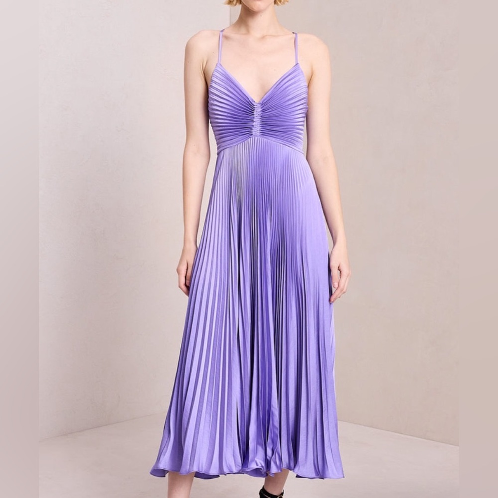 ALC Satin Pleated Dress Purple